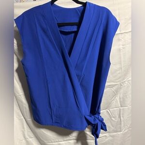 NWOT Chic Royal Blue Wrap Blouse
